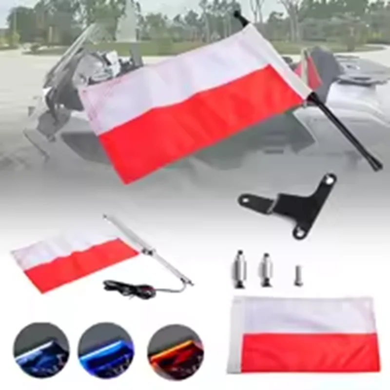 PANICAL Glowing Flagpole Bracket For Honda Goldwing GL1800 2021-2026 Travel Box Flagpole Bracket Includes National flag