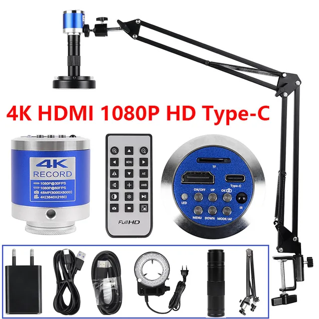 1080P 4K mikroskop cyfrowy Full HD mikroskop przemysłowy C-Mount kamera cyfrowa Spawanie PCB naprawa telefonu komórkowego mikroskop