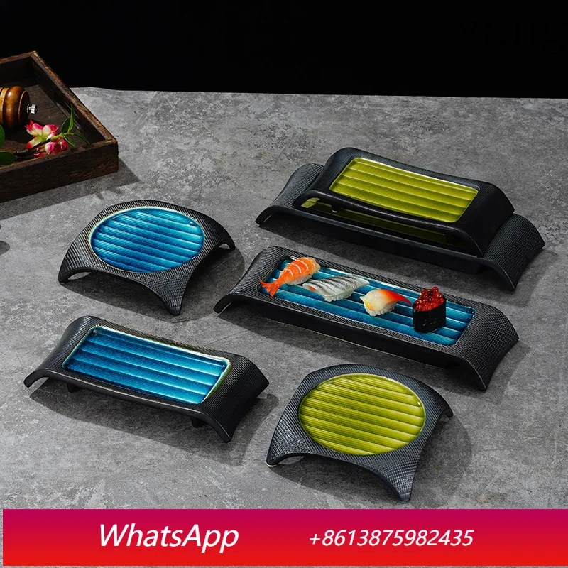 

CX Creative Japanese Sushi Plate Ice Cracked Glaze High Table Plate Sashimi Plate