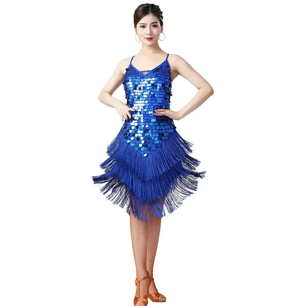 Sexy Ballroom Latin Dress Sequin Halloween Christmas Performance Wear Women 1920s Dresses Women Festival Costumes Shiny Dress