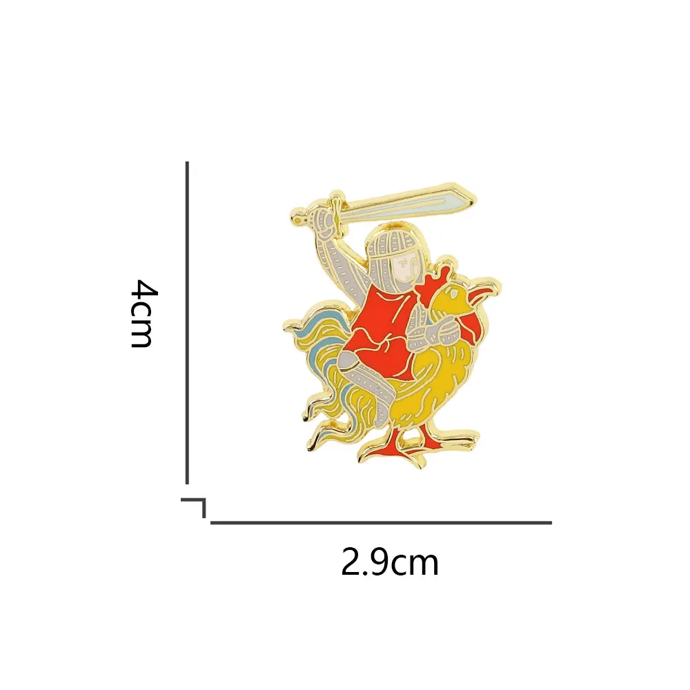 Knight Riding A Chicken Enamel Pin Retro Medieval-Badge Funny Clothes Bag Hat Decoration