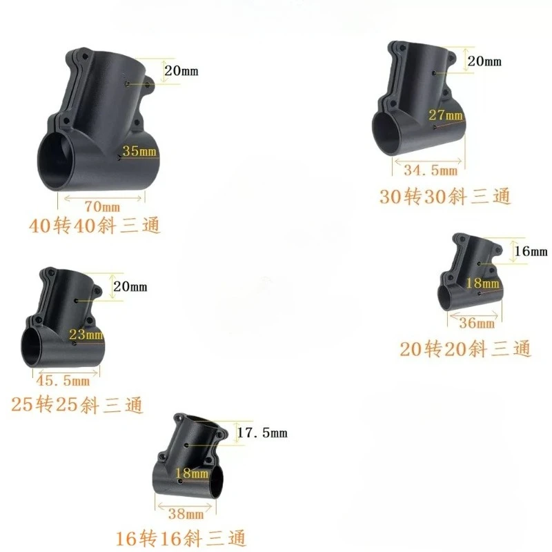 Aluminum Alloy D16/20/25/30mm Tripod Tilt 20 Degree Three-way Tee Joint Carbon Tube Fixed Connector Adapter for RC Plant UAV