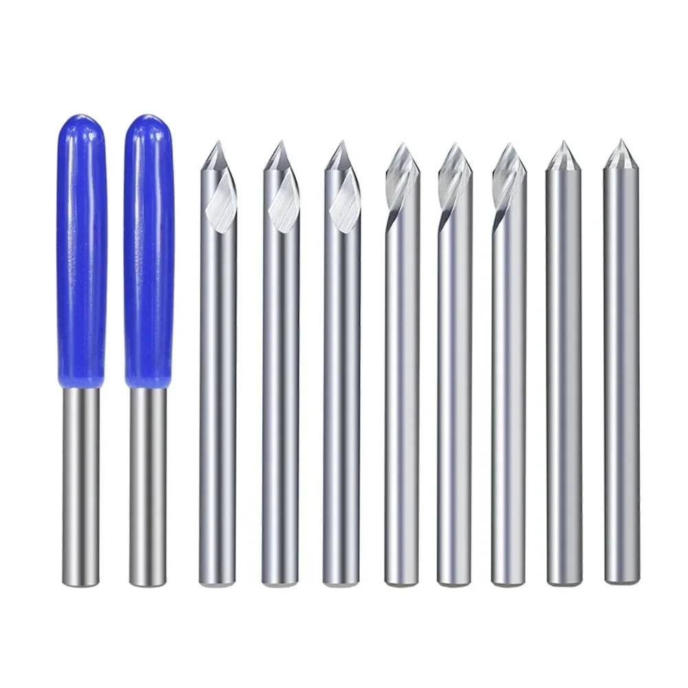 

engraving bit 3.175mm shank end mill 20/30/45/60 degrees tip 0.1 0.2 0.3mm carbide 3d milling