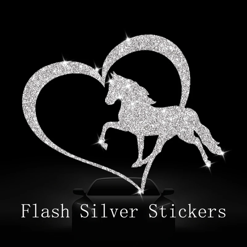 Horse Love Flash Silver Car Decals Car Stickers