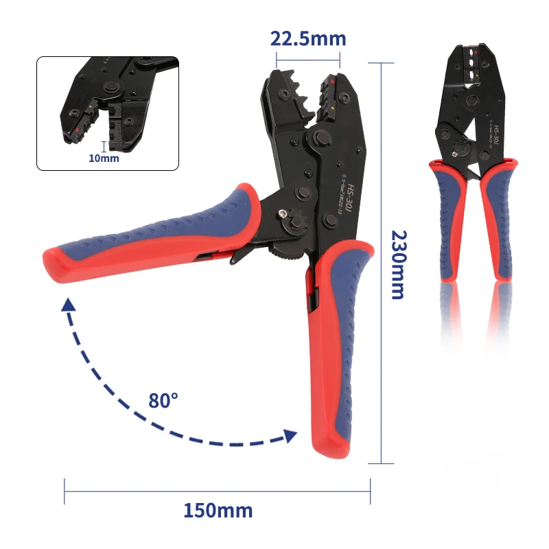 Wholesale HS-30J crimping tools pliers for 22-10 AWG 0.5-6.0mm2 of Insulated Car Auto Terminals & Connectors Crimping Plier wire