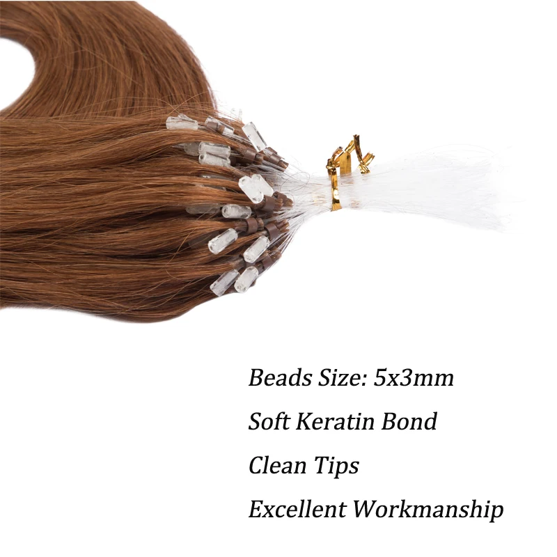 مستقيم مايكرو حلقة الشعر التمديد الشعر البشري مايكرو لينك وصلات شعر شعر بشري حقيقي 50 السواحل Nanoring الشعر البشري للنساء #2