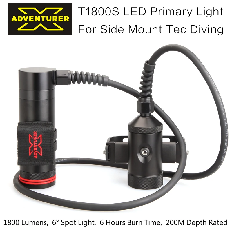 Technical Dive Cave Diving T1800s Led 1800lumens Lighting Distant Beam Lamp Mount Light Handhold Torch E Long Battery Life