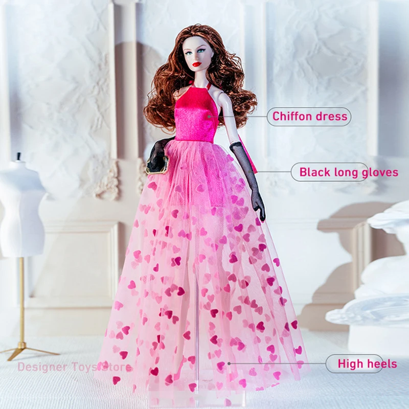 Vêtements de poupée supermodèle 32cm, costume, mode européenne, robe en cuir verni, jupe de princesse violette et rouge, ensemble d'accessoires, cadeau de bricolage pour fille