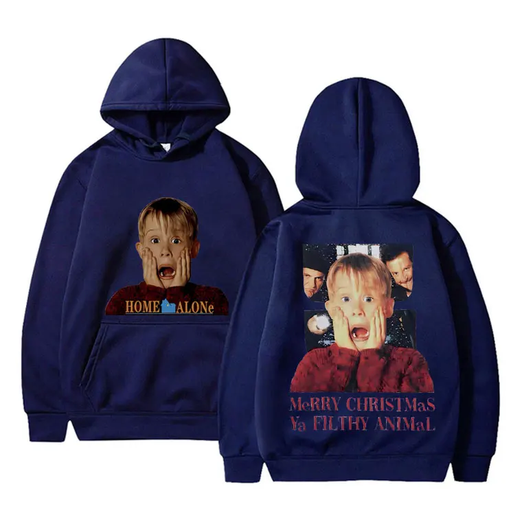 Movie Home Alone Christmas Ya Filthy Animal Double Sided Print Hoodie Macauly Culkin Hoodies Men Vintage Oversized Sweatshirts