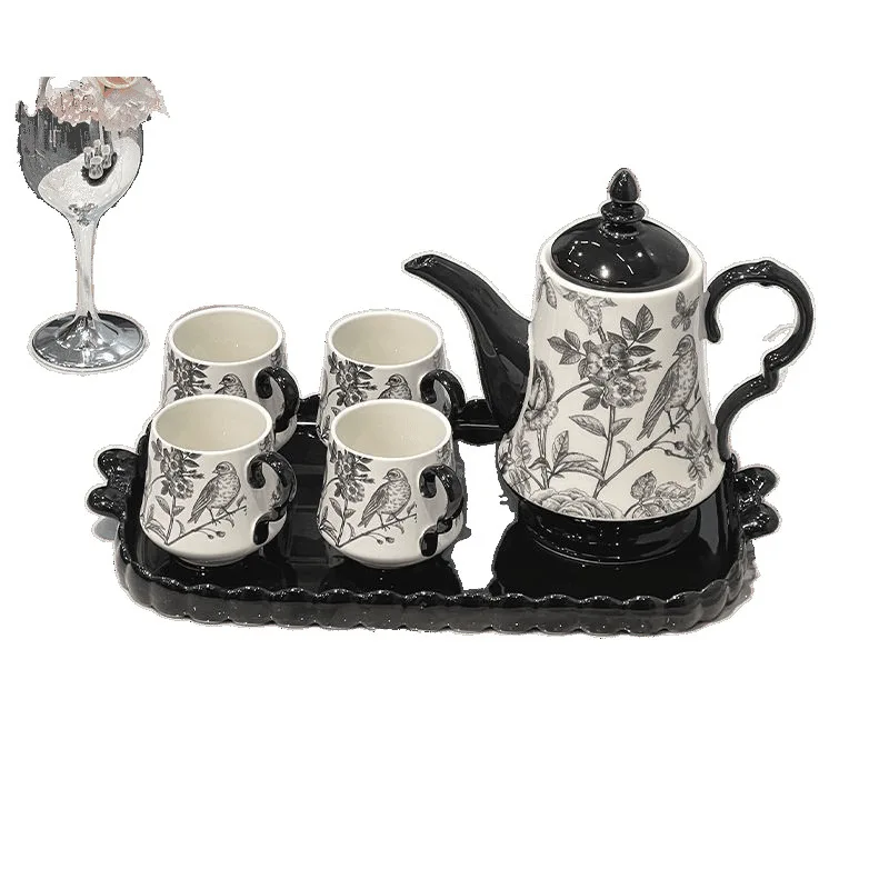 

Medieval style ceramics housewarming new home cup teapot living room tea set high-end water cup household