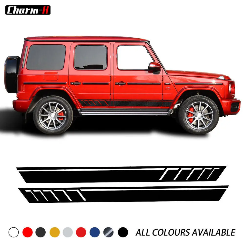 

2x For Mercedes-Benz G63 W463 AMG 2012 On Car Side Skirt Stripe Sticker Decals