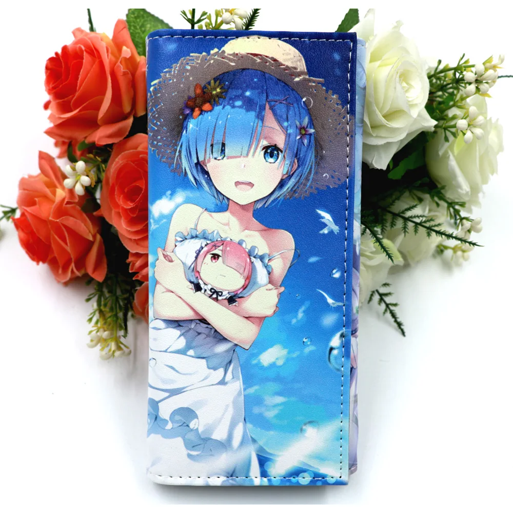 

Anime Re:Life In A Different World From Zero Ram adn Rem Women Long Wallets Emilia Card Holders Coin Purse