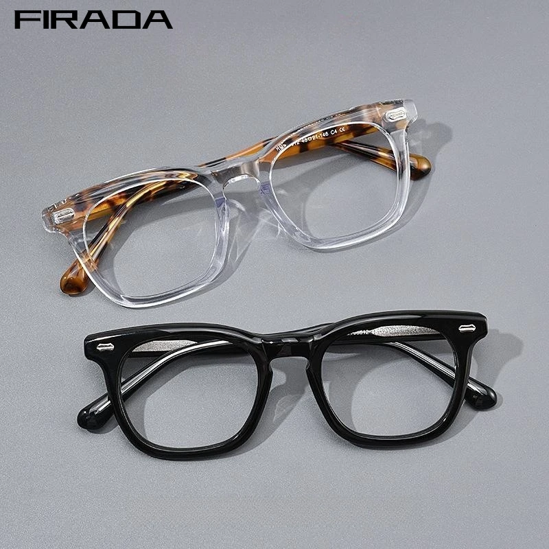 

FIRADA New Fashion Transparent Glasses Women Vintage Acetate fiber Eyewear Square Prescription Eyeglasses Frame For Men KBT98612