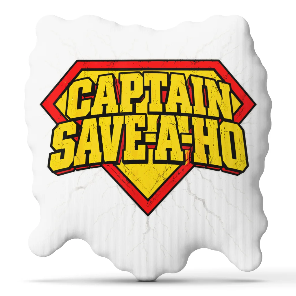 Captain Save A Hoe Funny Parody Shaped Throw Pillow Stuffed Cushion for Sofa Home Decor Adult Humor Gift Superhero Novelty