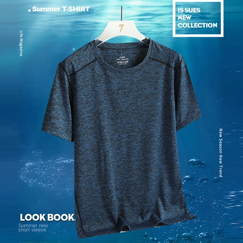 

Men's Summer New Trend Half Sleeved Breathable Quick Drying Sports Fitness Short Sleeved Pullover Fashiona Short Sleeved T-shirt