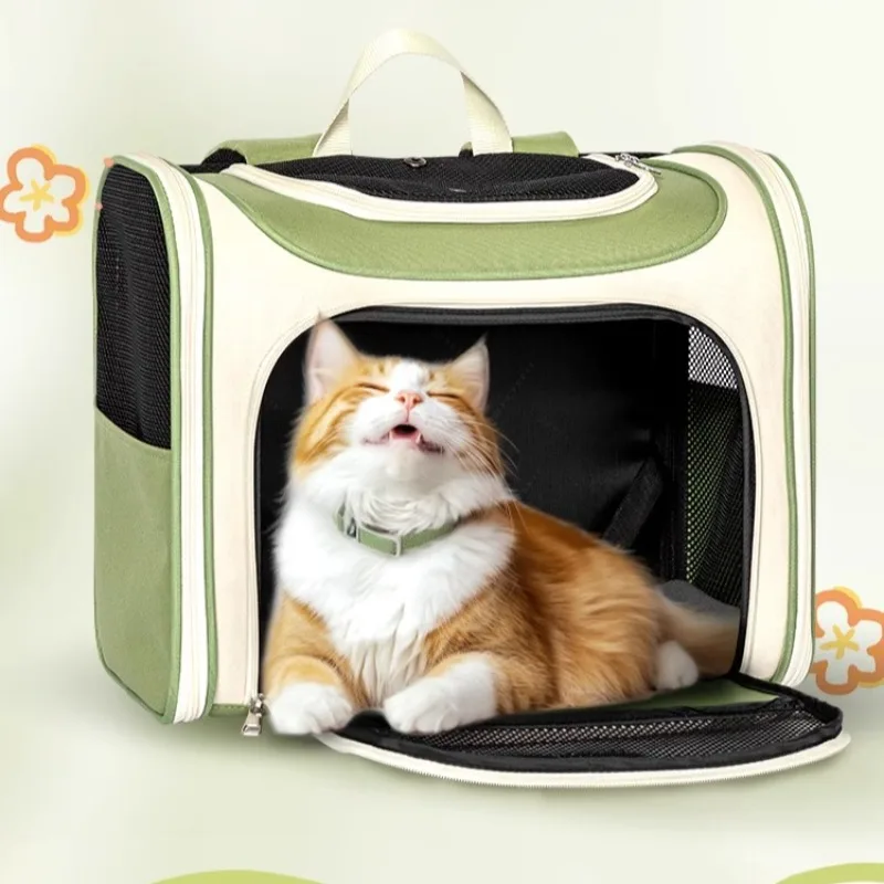 

‌Horizontal Pet Carrier Backpack - Side-Loading Cat Dog Travel Bag, Lightweight Ventilated Outdoor Backpack with Storage Pockets