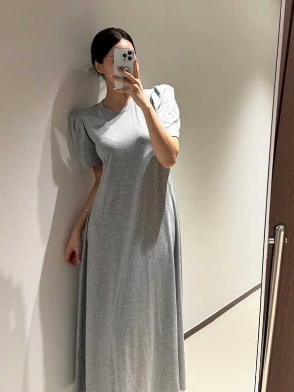 Bubble décontracté Sve Dr femmes été ort Sve ample minceur couleur polyvalent T-shirt Long Dr H-Line Polyester