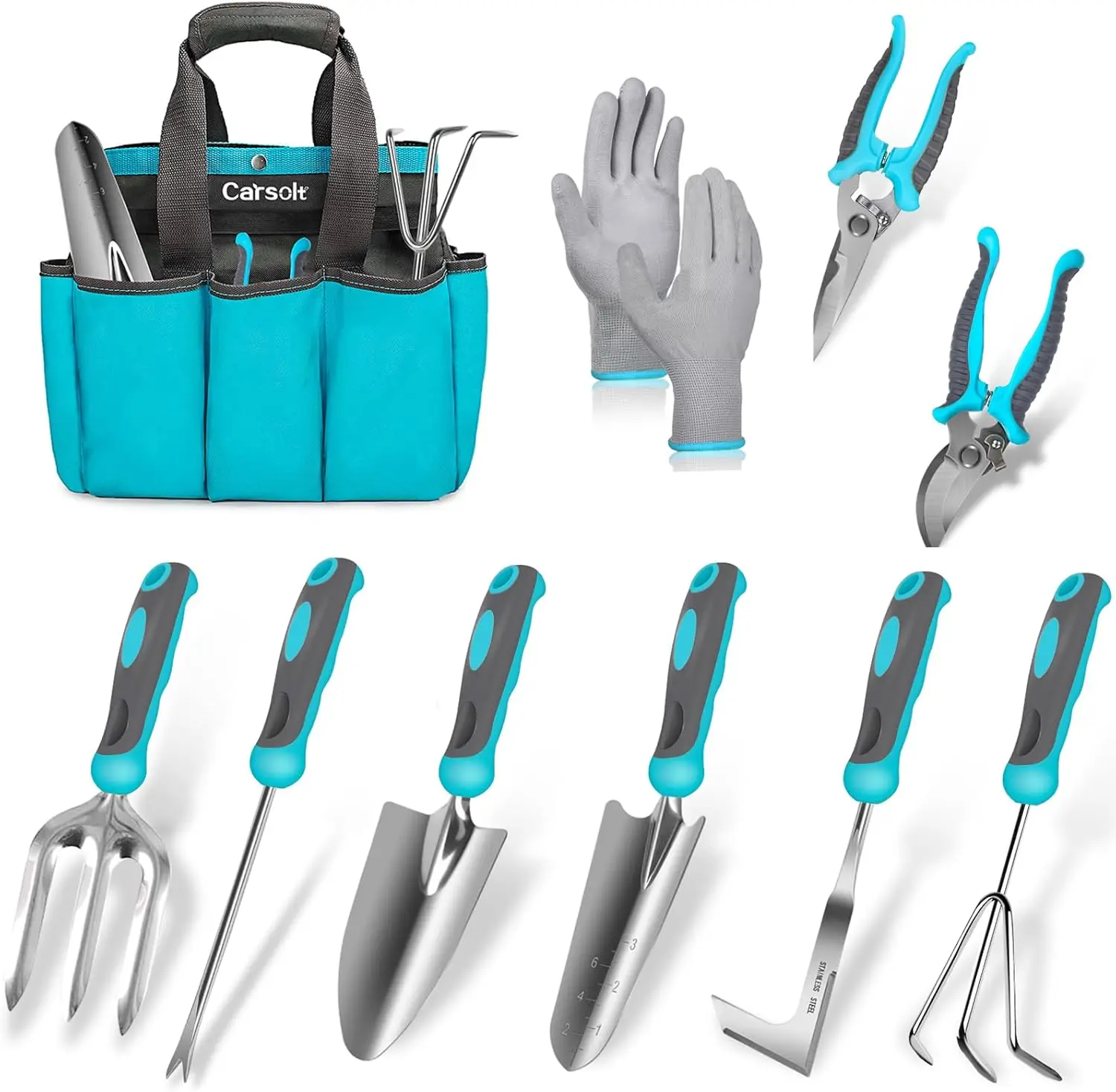 

10-Piece Heavy Duty Stainless Steel Garden Tools Set with Ergonomic Rubber Handle, Ideal Gift for Women