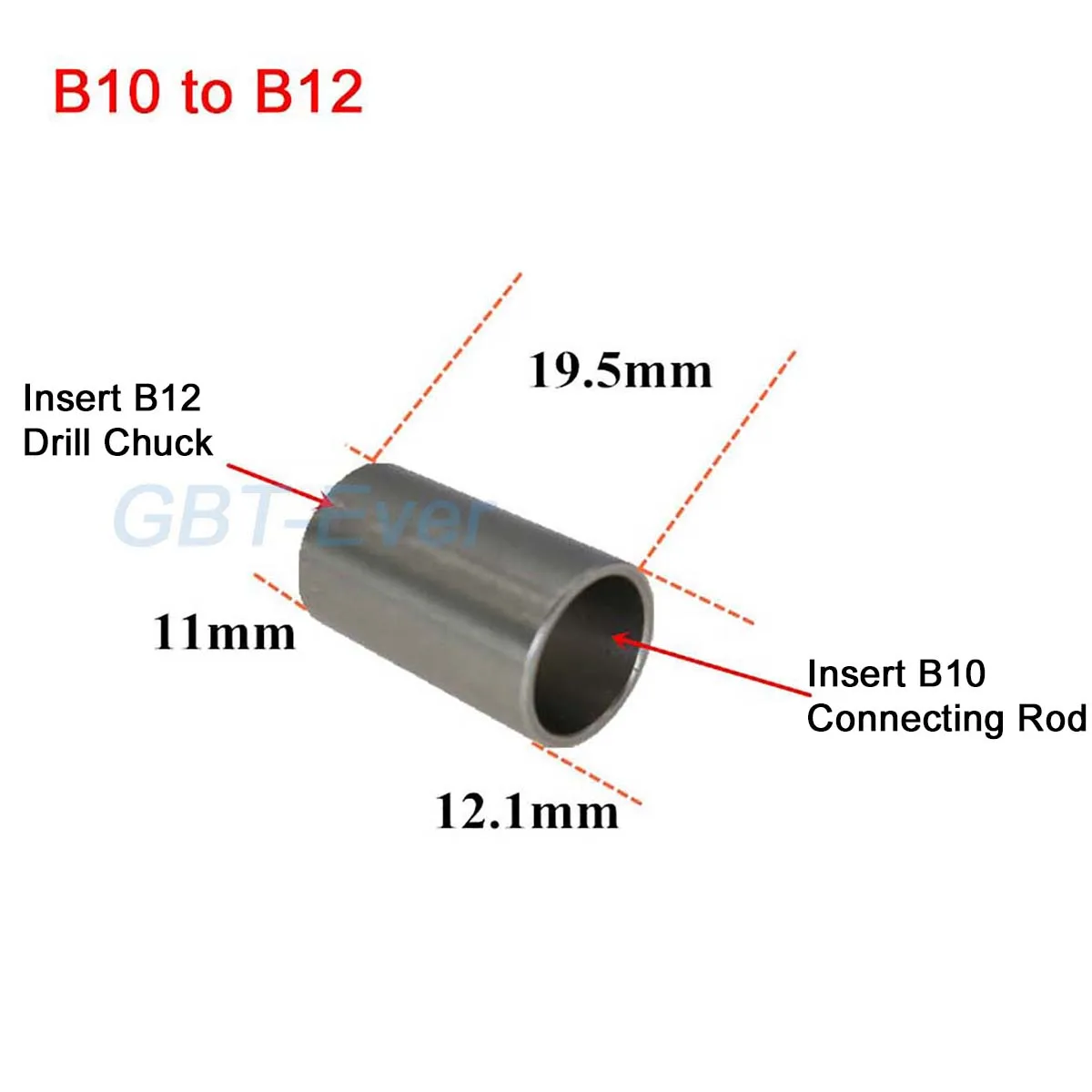 1Pcs High Strength Motor Shaft Conversion Sleeve B10 to B12/B12 to B16 Taper Conversion Stainless Steel Drill Chuck Power Tools