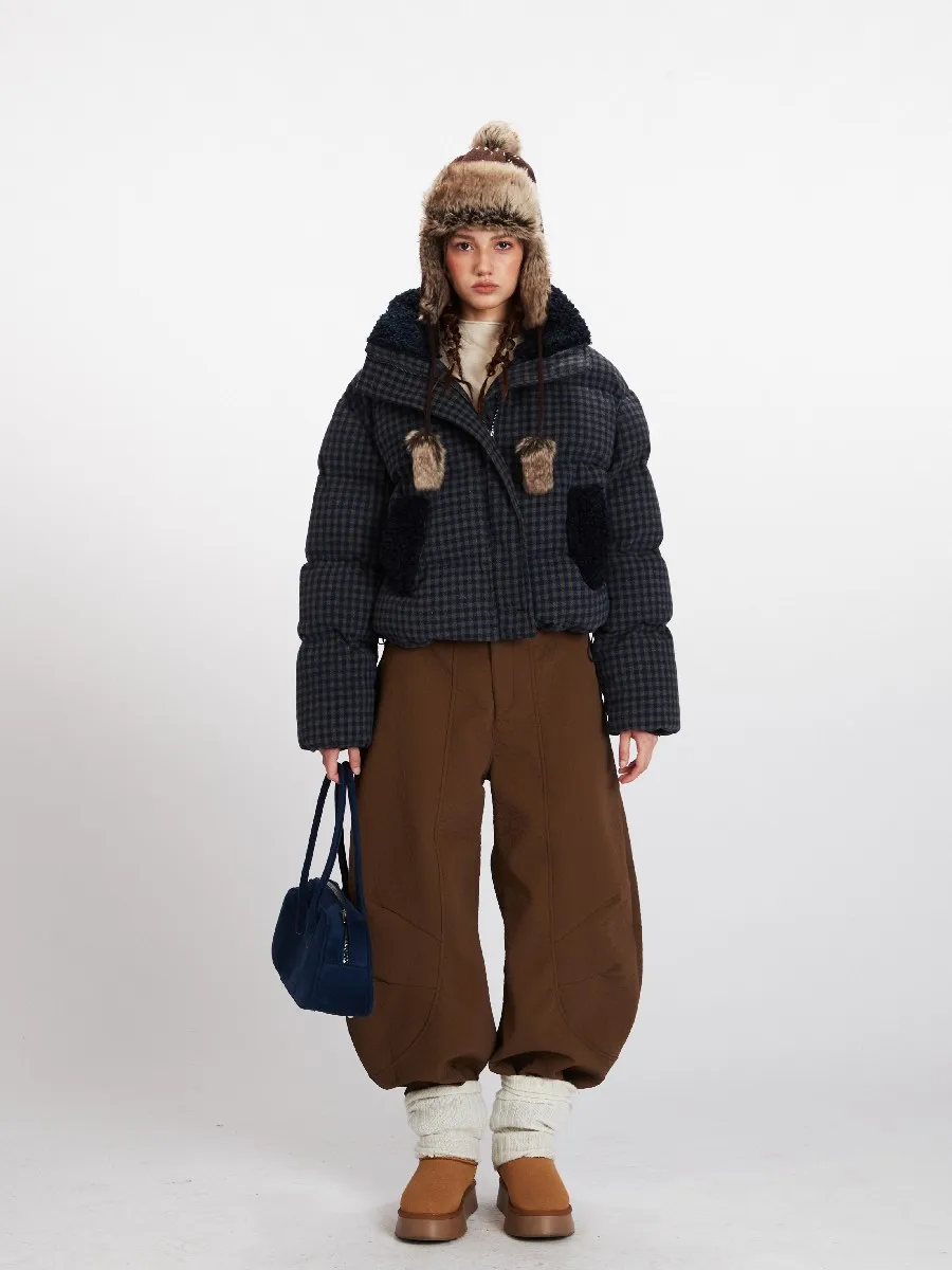 

Navy Blue Thick Warm Jacket Cotton Coats for Women Girls Vintage Turtleneck Acamedia Outerwear Spring Winter Clothes Streetwear