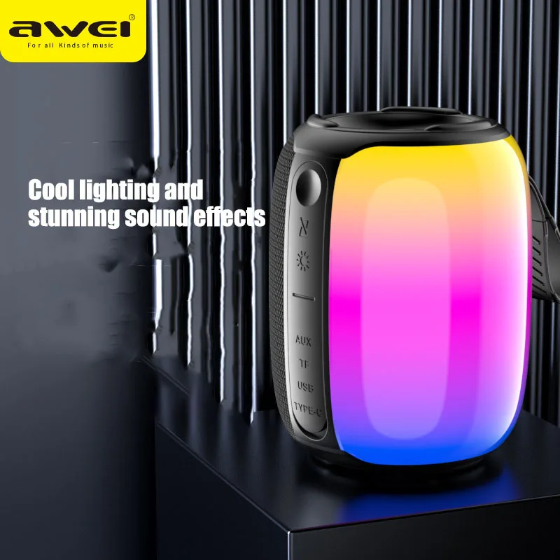 

AWEI uses RGB dazzling lighting effects, Bluetooth speakers, cross-border factory goods, and immersive bass sound system