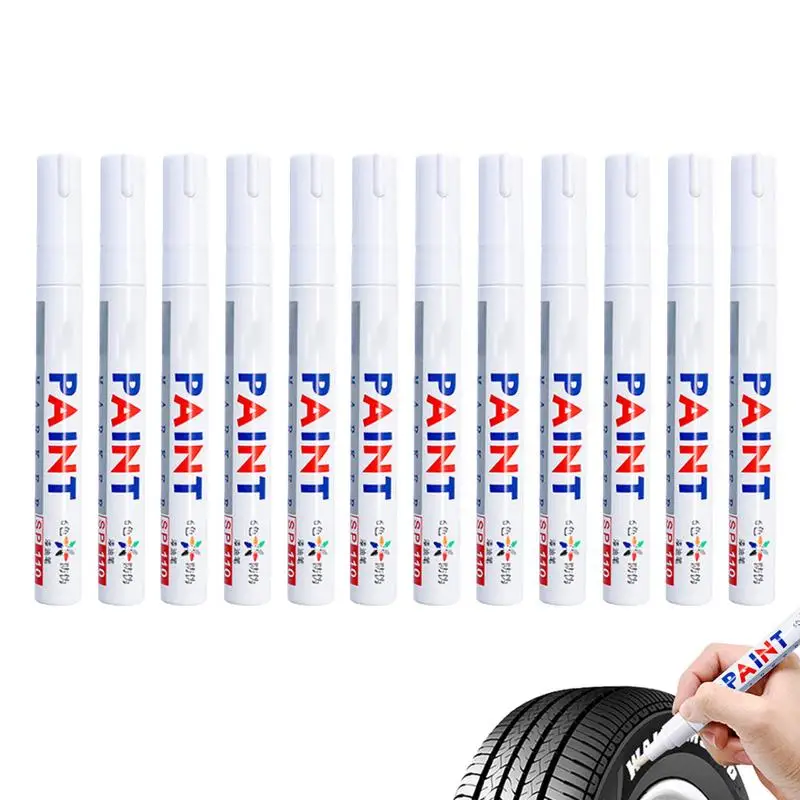 White Marker Pens Set Oil-Based Waterproof White Gel Pen Graffiti Sketching Marker Stationery Writing School Supplies Brush