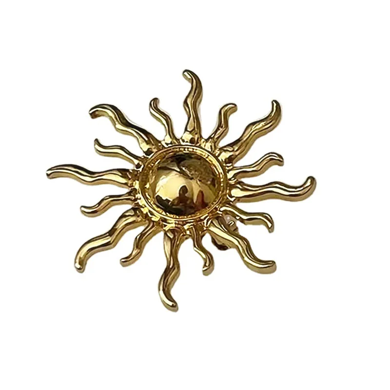 Fashion Sun Mental Retro Women Brooch Pin Sunflower Accessories Jewelry For Lady Gold Color Brooches Pins Vintage Clothing Gift