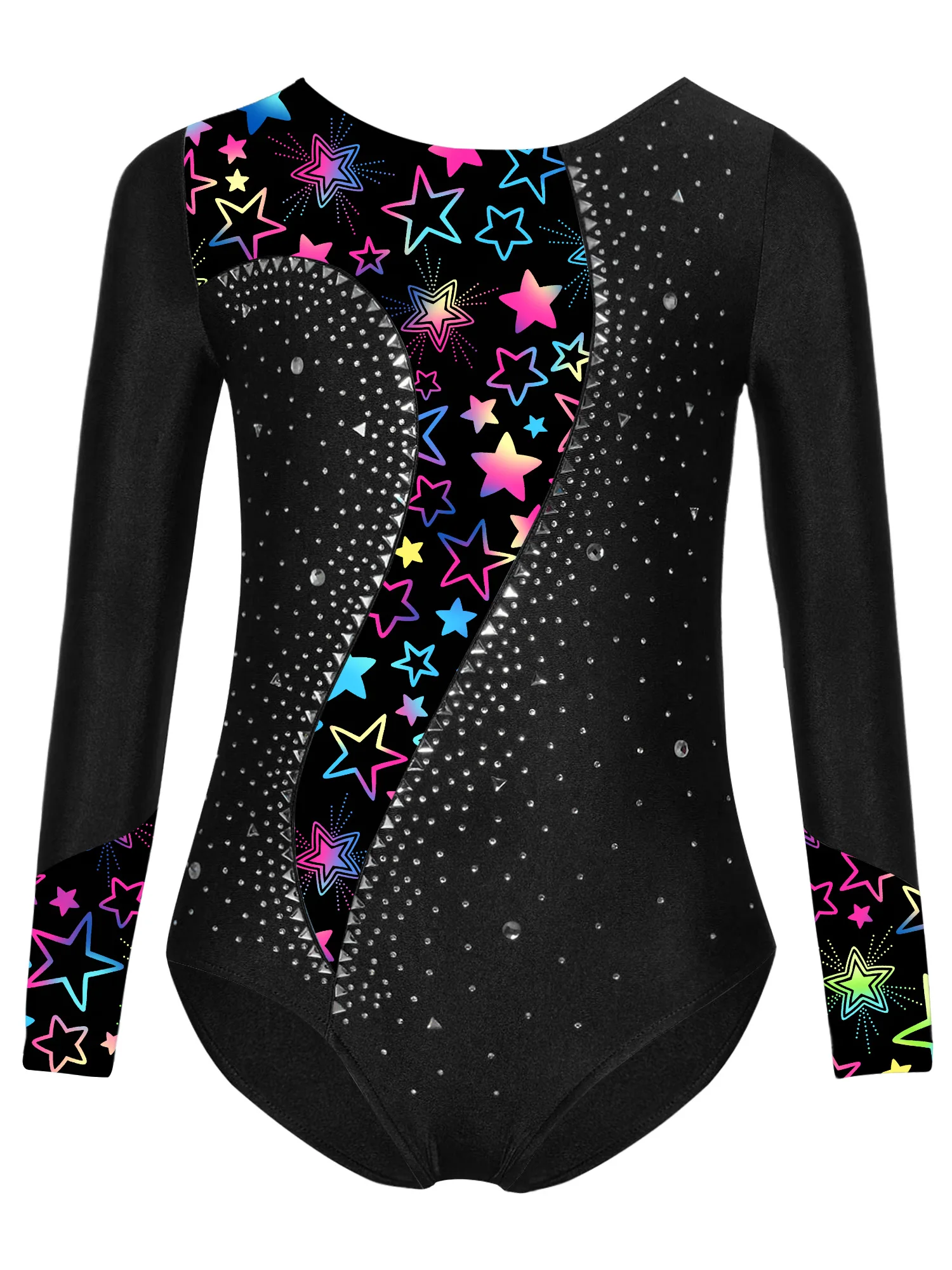 Conjuntos de baile y gimnasia para niños y niñas, traje deportivo, leotardo de manga larga con diamantes de imitación, pantalones cortos, mallas y diadema