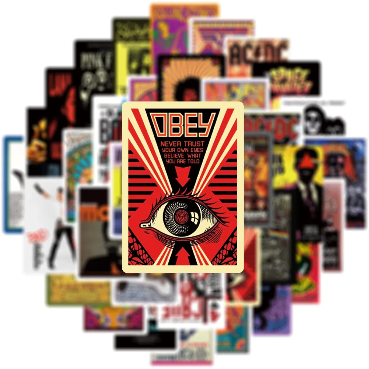 ملصقات جرافيتي لموسيقى الروك ، ملصق رائع للروك ، سيارة ، هاتف ، كمبيوتر محمول ، زجاجة مياه ، ملصق مقاوم للماء ، 50 *