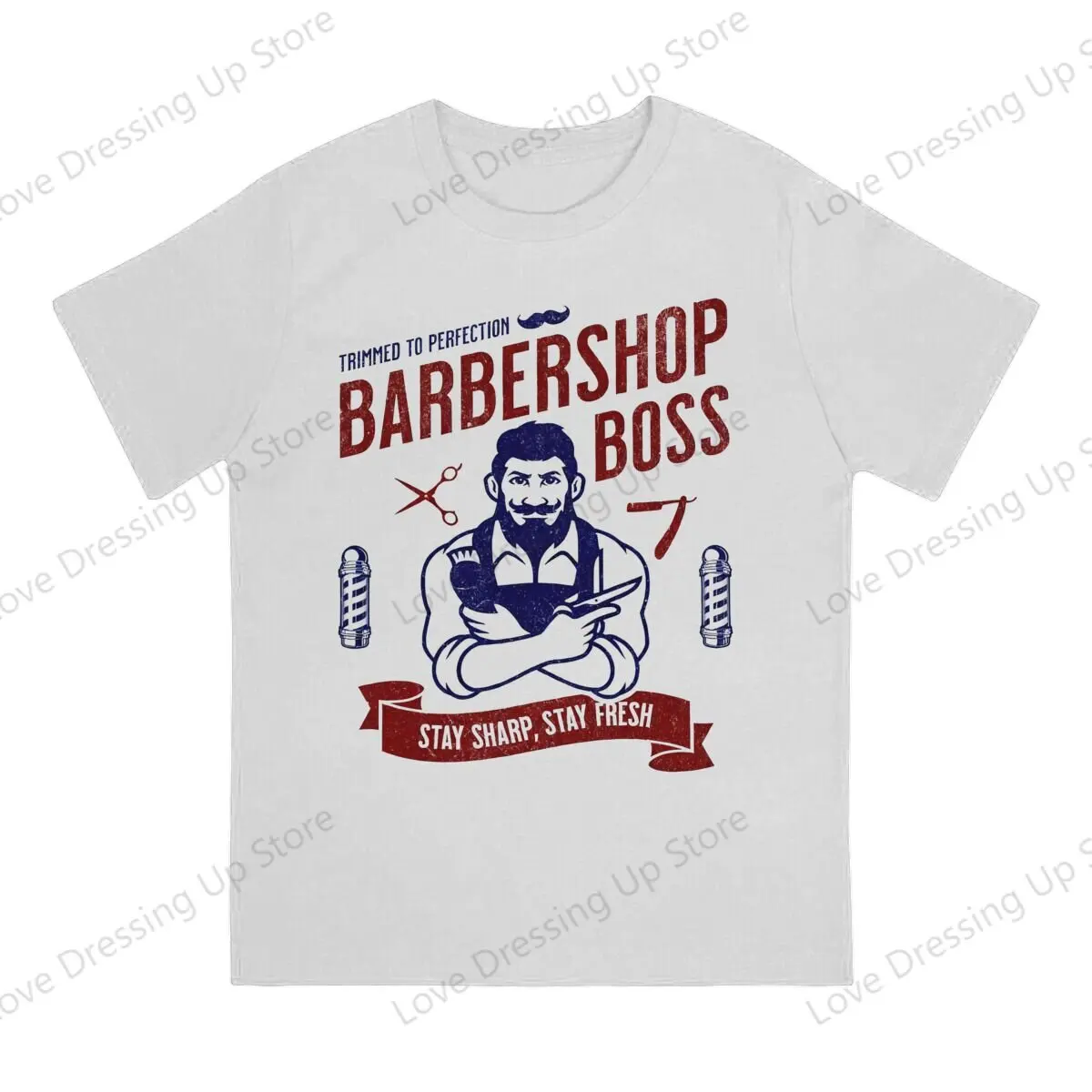 

100%Pure Cotton Summer Men T-Shirt Barbershop Short sleeve Tshirts Harajuku Tee Funny Tops