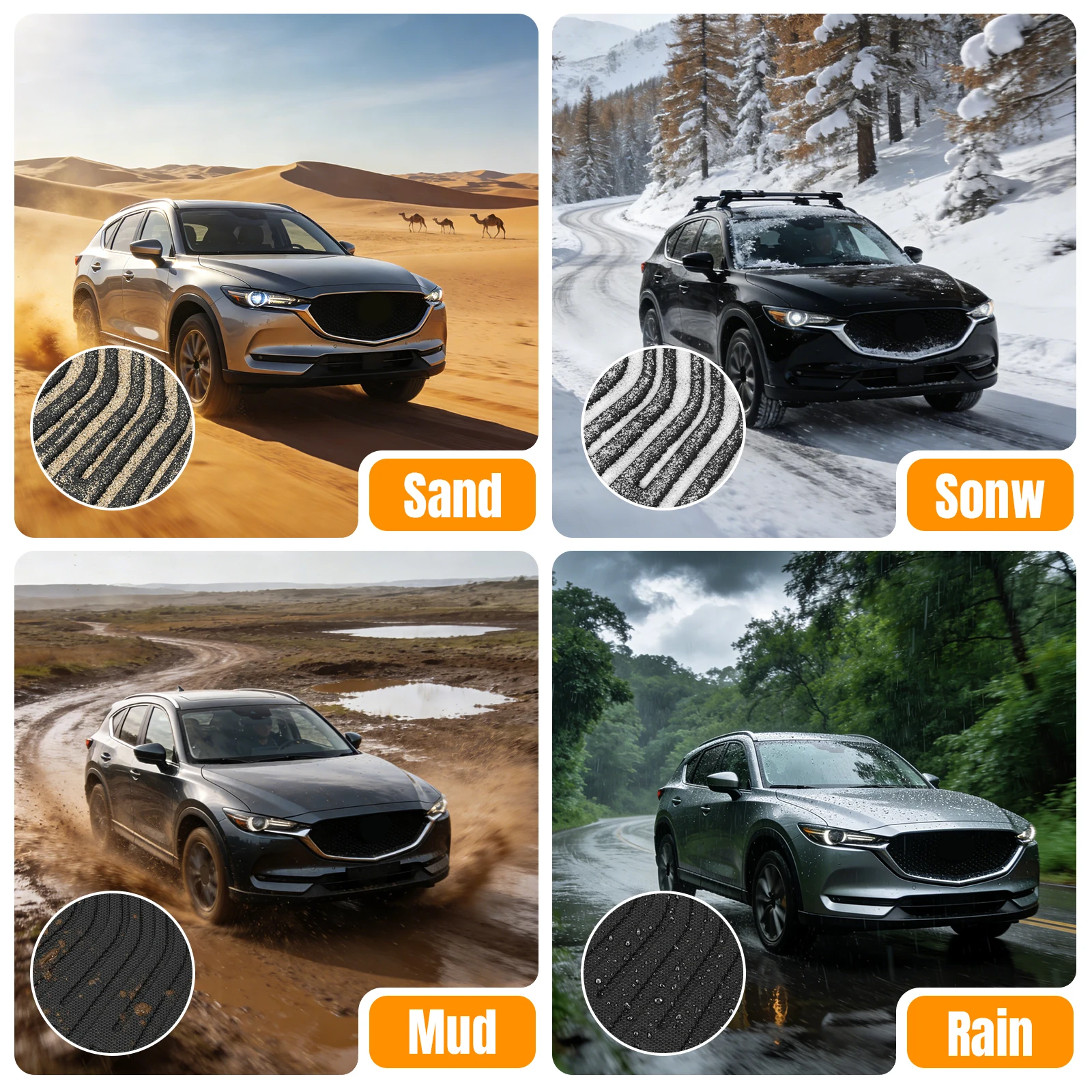 

Защитные чехлы на спинки сидений и коврики из TPE для багажника и салона Mazda CX-5 2017-2025, всепогодные аксессуары