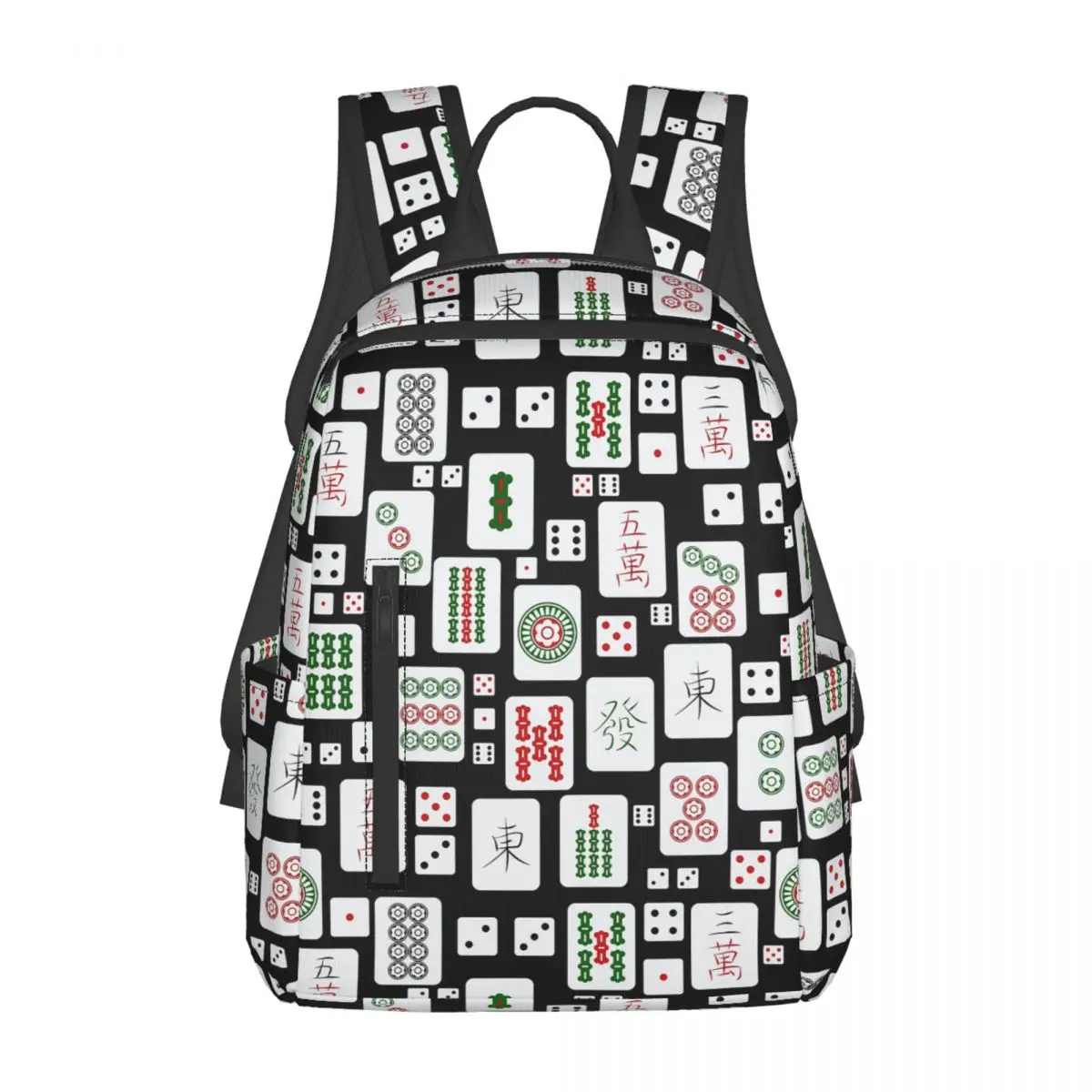 

Mahjong Tiles Game Dice Backpack Large Capacity Children BookBag School Bag Shoulder Bags for Men Women