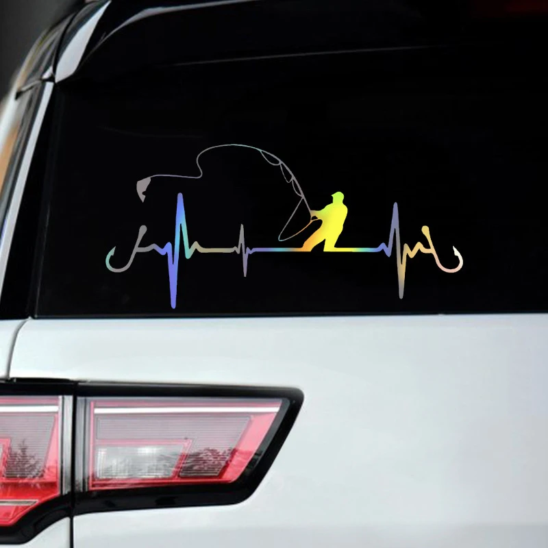 ECG Strip Car Stickers Vinyl Water Proof Decals Cool Laser Reflective Auto Truck Motorbike Sticker Decor Accessories