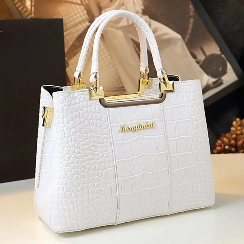 Genuine Leather Women Handbag 2023 New Fashion Brand Crocodile Pattern Lady Portable Tote Bag Shoulder Crossbody Bags For Female