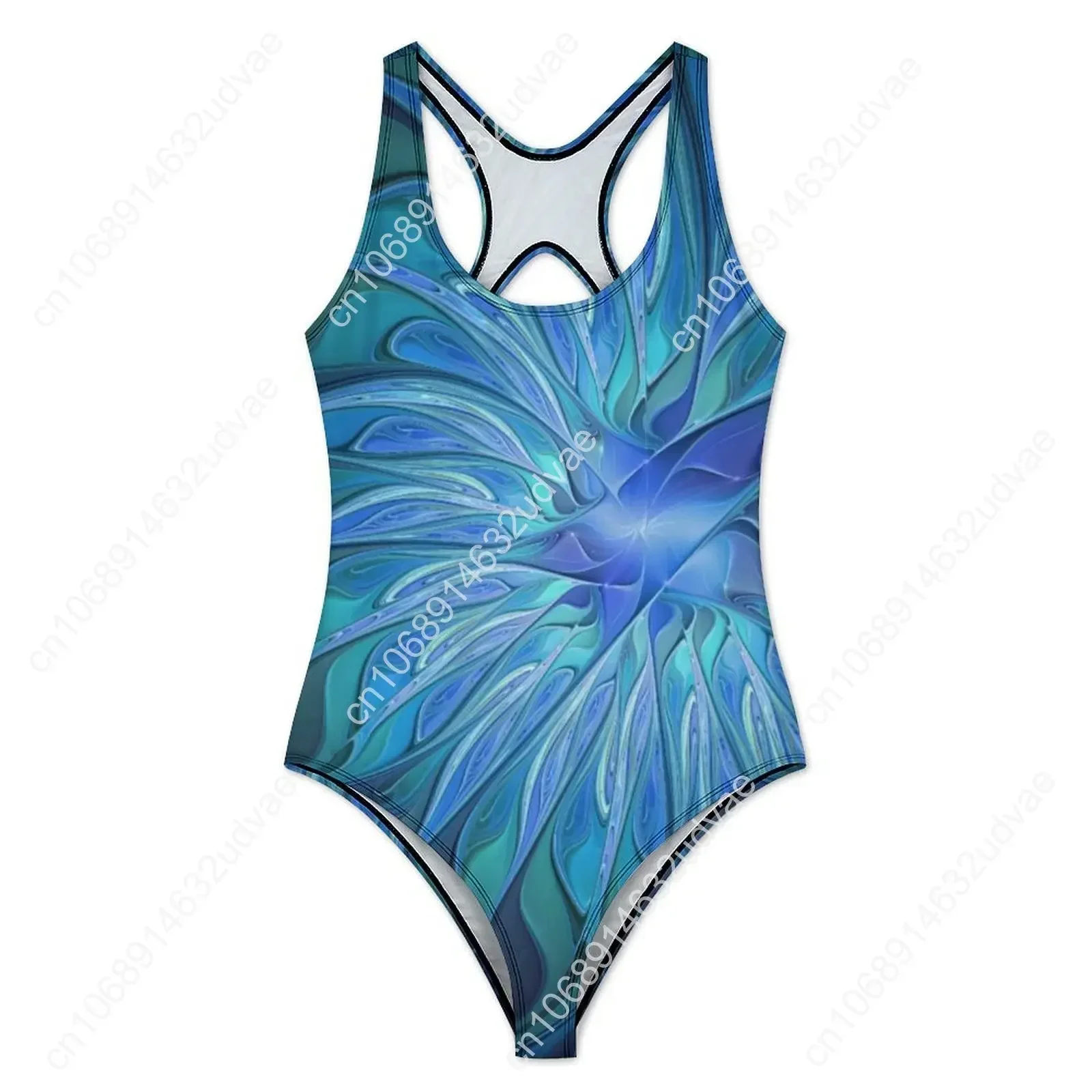 Abstract Floral Swimsuit Flower Fantasy Swimwear One-Piece Fitness Bodysuit Hollow Out Monokini Women Push Up Sexy Beach Wear