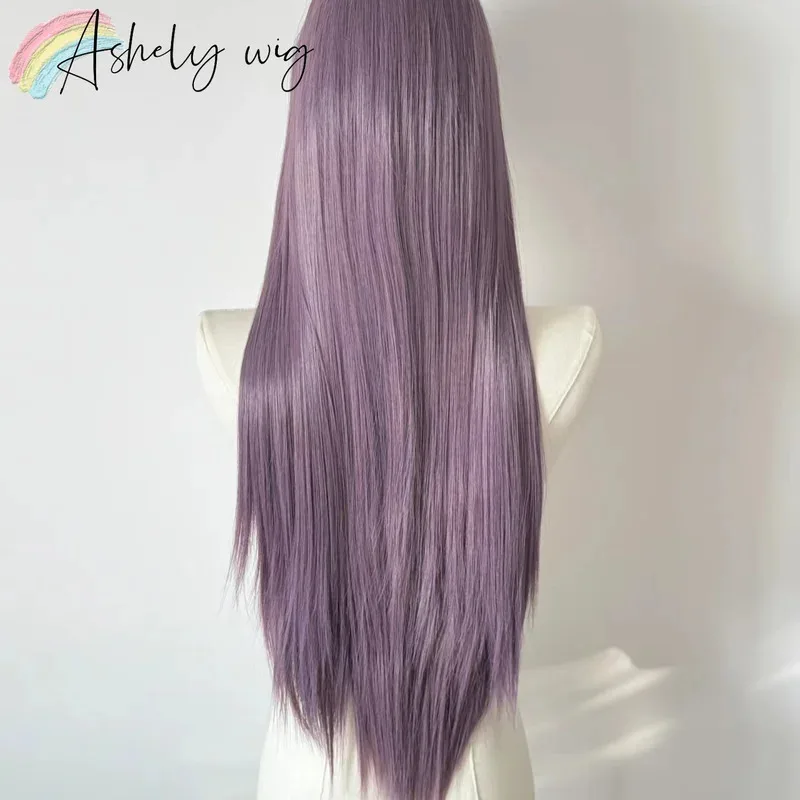 الأرجواني شعر مستعار للنساء 13x4 الدانتيل شعر مستعار أمامي طويل مستقيم 26 بوصة خصلات الشعر المستعار شعري طبيعي ألياف مقاومة للحرارة شعر مستعار اصطناعي