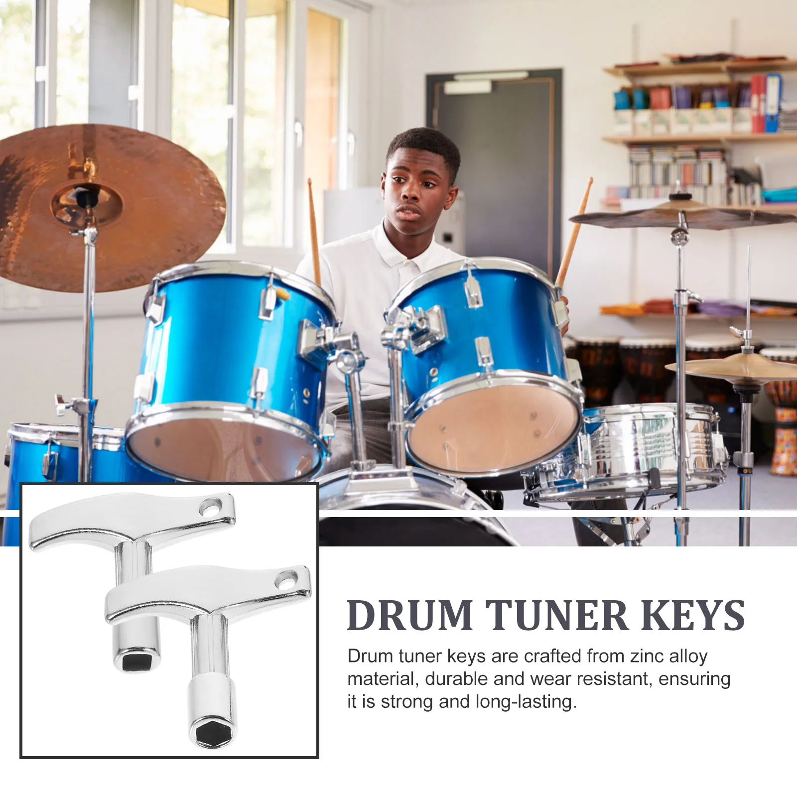 

2pcs Keys Key Hexagon Square Zinc Alloy Drums Wrenches Tools Metal Snare Drum Drums Tuning Wrenches Accessories