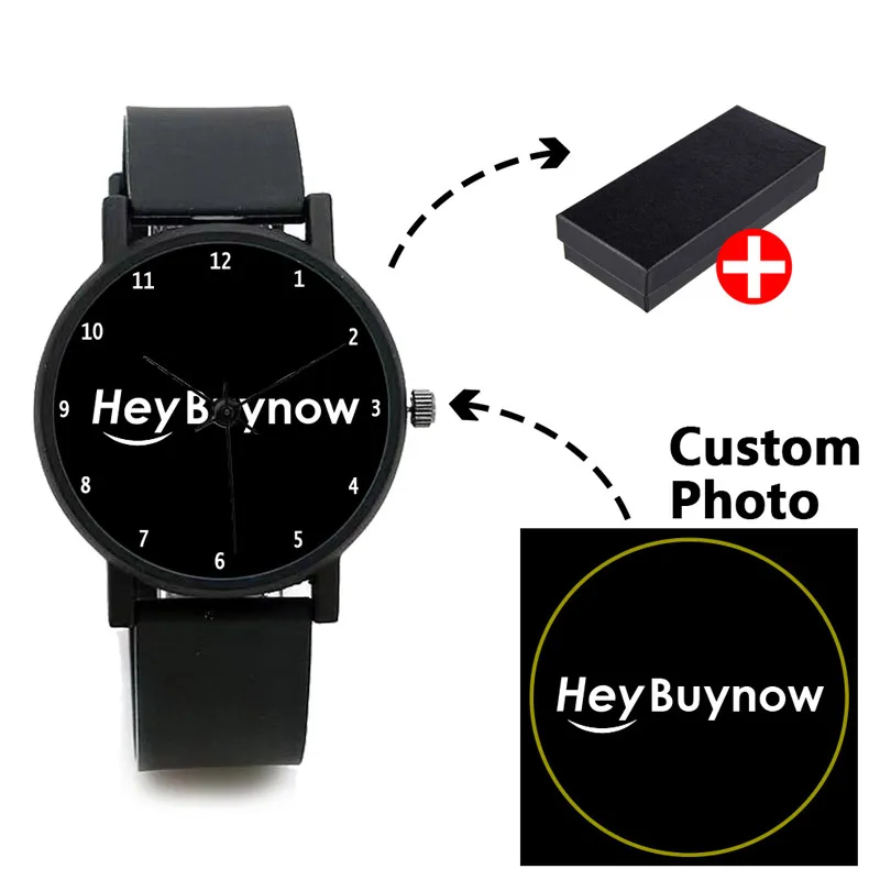 Homens e mulheres Silicone Strap Quartz Watch, pode ser personalizado com foto personalizada, logotipo da marca, Pet, Cat Design, Cartoon