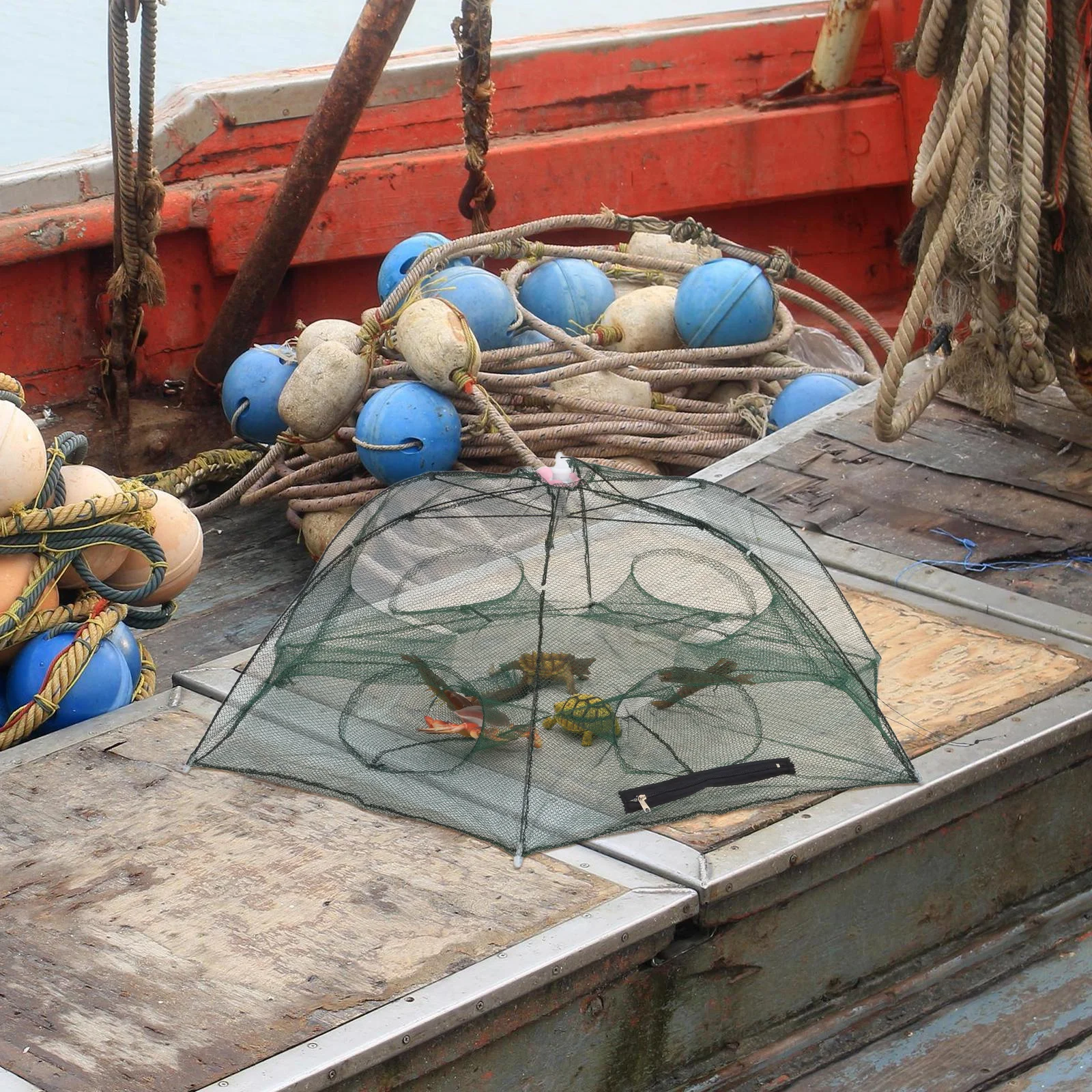 مظلة صيد السمك مع ستة مدخل تصميم قابل للطي لثعبان البحر كراب جراد البحر أسماك الروبيان التقاط تخزين مدمج #6