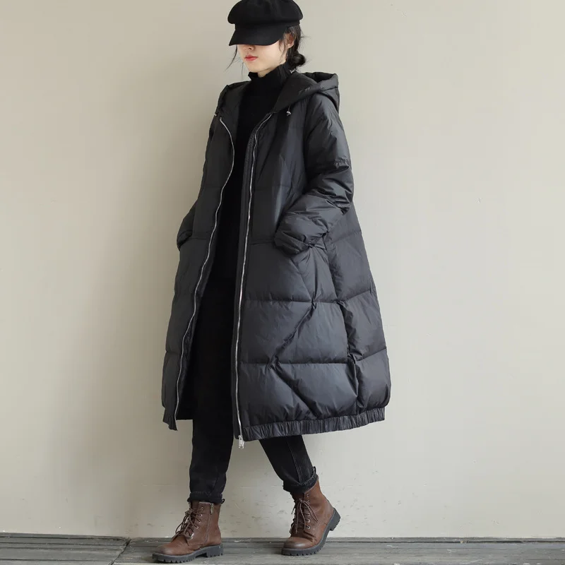 Veste matelassée à capuche pour femmes, manteaux longs en duvet, coupe-vent, épaissi, chaud, parka, simple, décontracté, solide, neige, hiver, nouveau