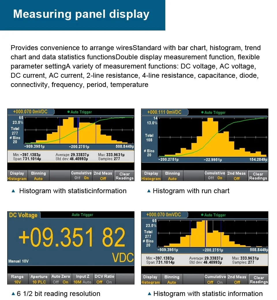 Hantek HDM3065 6.5 Digit Digital Multimeter DMM Benchtop Multimeter True RMS AC DC Voltalge Current Tester