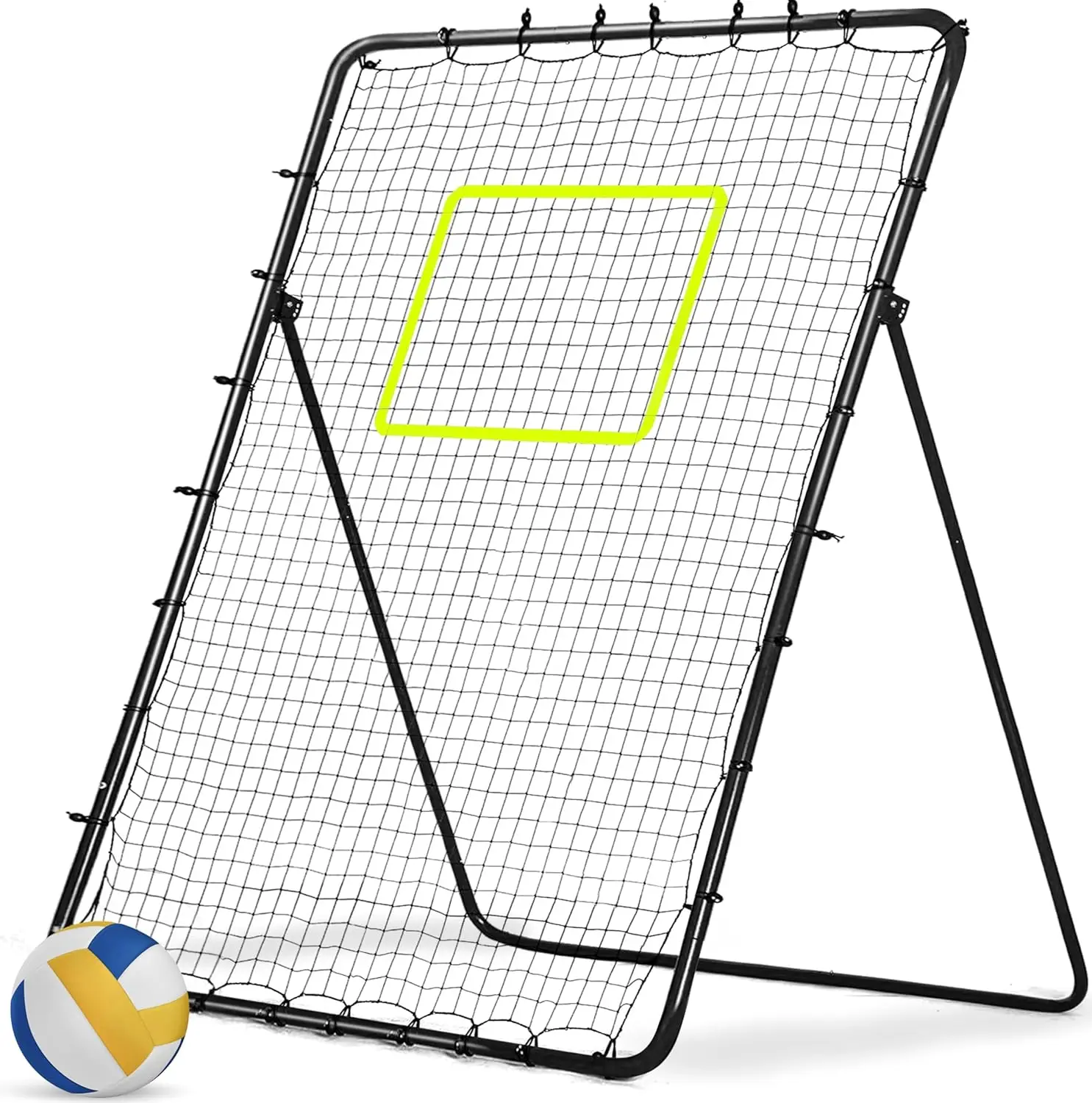 

Volleyball Rebounder Net 5x7ft Volleyball Bounce Back Net, 5 Adjustable Rebound Angles with Neon Target and Adjustable Bungee