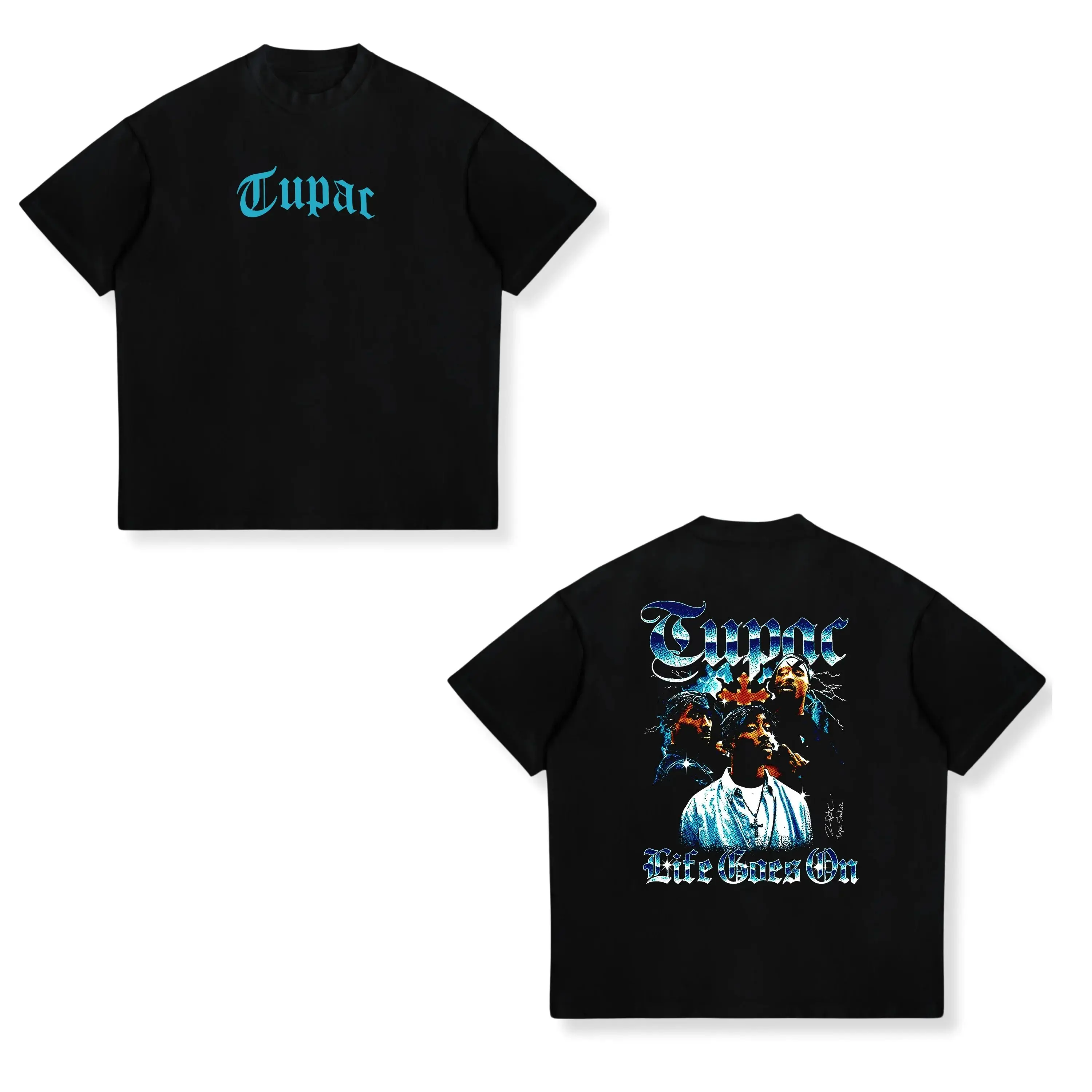 Y2k Hip Pop Clothing 2pac Rapper Star Tupac Print O Neck Short Sleeve Fashion Y2k Tops Casual Loose Streetwear Fans Gift Unisex