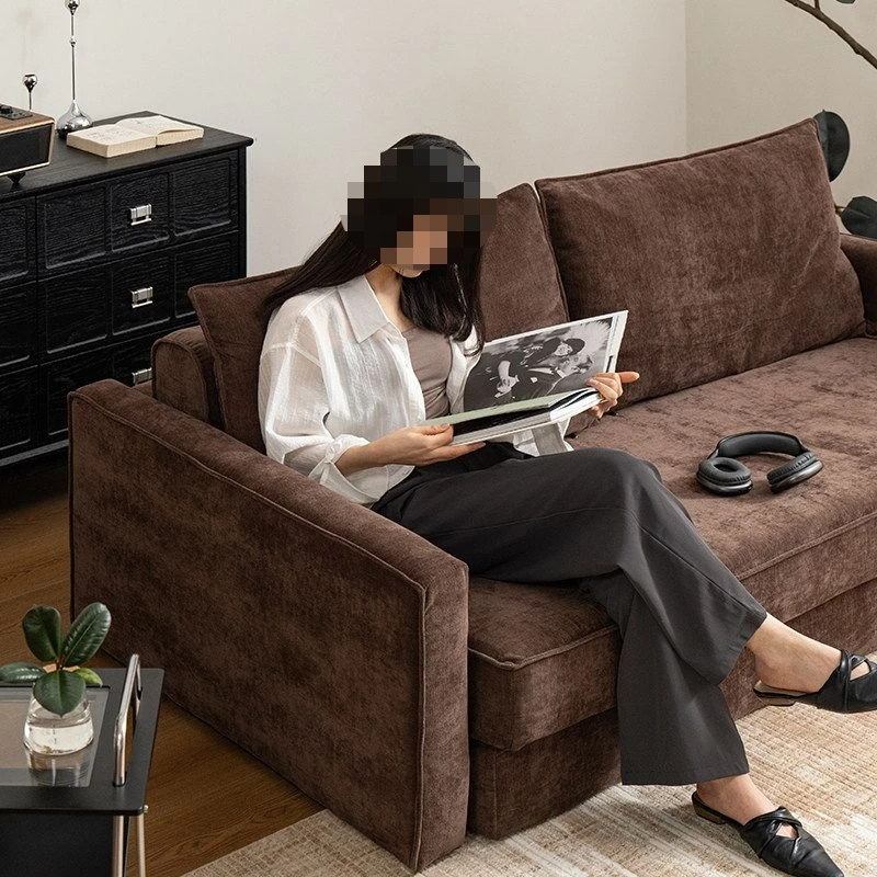Vacuum compression, single fabric sofa, brown, medieval style, folding dual-purpose sofa bed