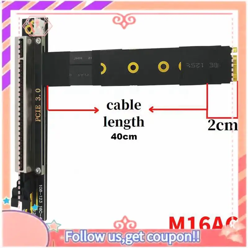 ترقية NVME إلى PCIE X16 كابل محول M.2 -Mkey إلى 16X تمديد كابل محول M2 واجهة كابل بطاقة الرسومات الخارجية، 40 سم