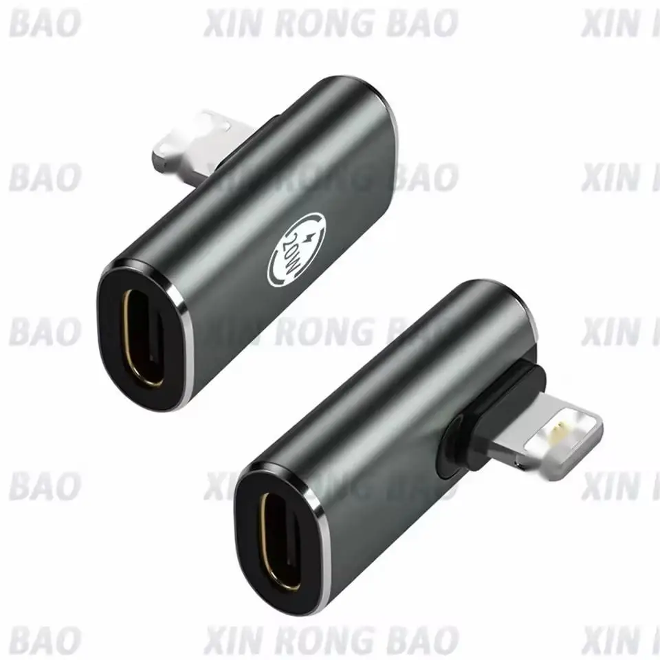 PD20W USB Type-C Fast Charging Adapter For IPhone 11 13 14P USB C Female To Lighting Male Straight Head Elbow Converter Adapter​