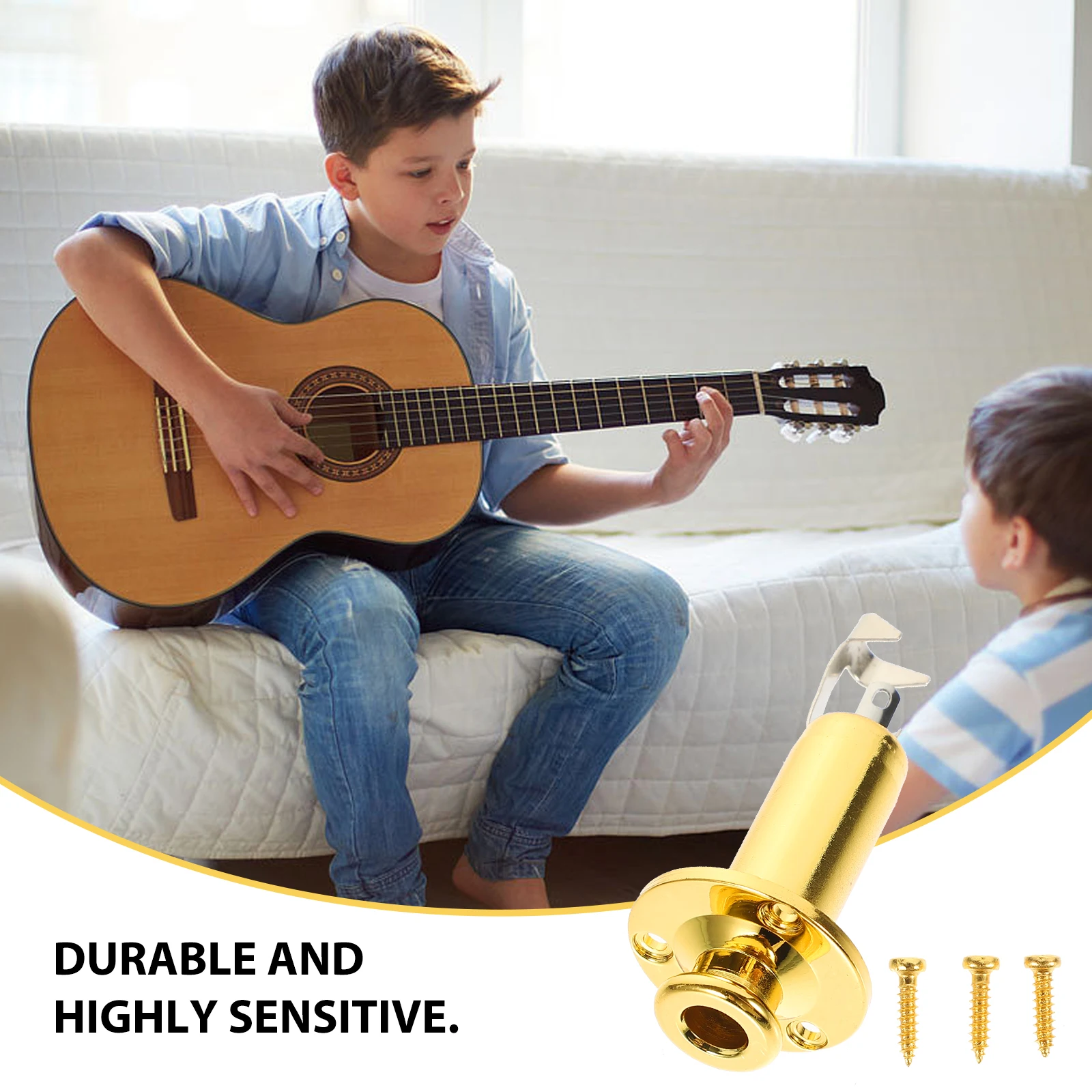 

Plug Vibration Pickup Jack Guitar Base Chrome Tail Pin Brass Multi-pickup Golden Output Socket