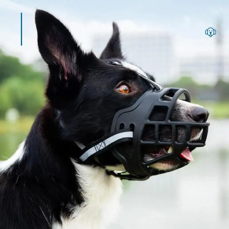 Cesta transpirable reflectante para mascotas, protector de bozal contra mordeduras y abiertas, máscara para perros medianos y grandes, bozal antiladridos para mascotas