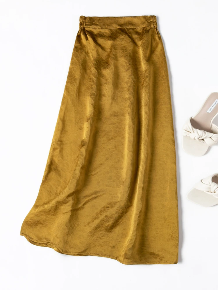 2025 Women's Early Autumn New 100% Natural Mulberry Silk Turtle Crack Gambiered Guangdong Gauze Yarn Women's Fashion Skirt