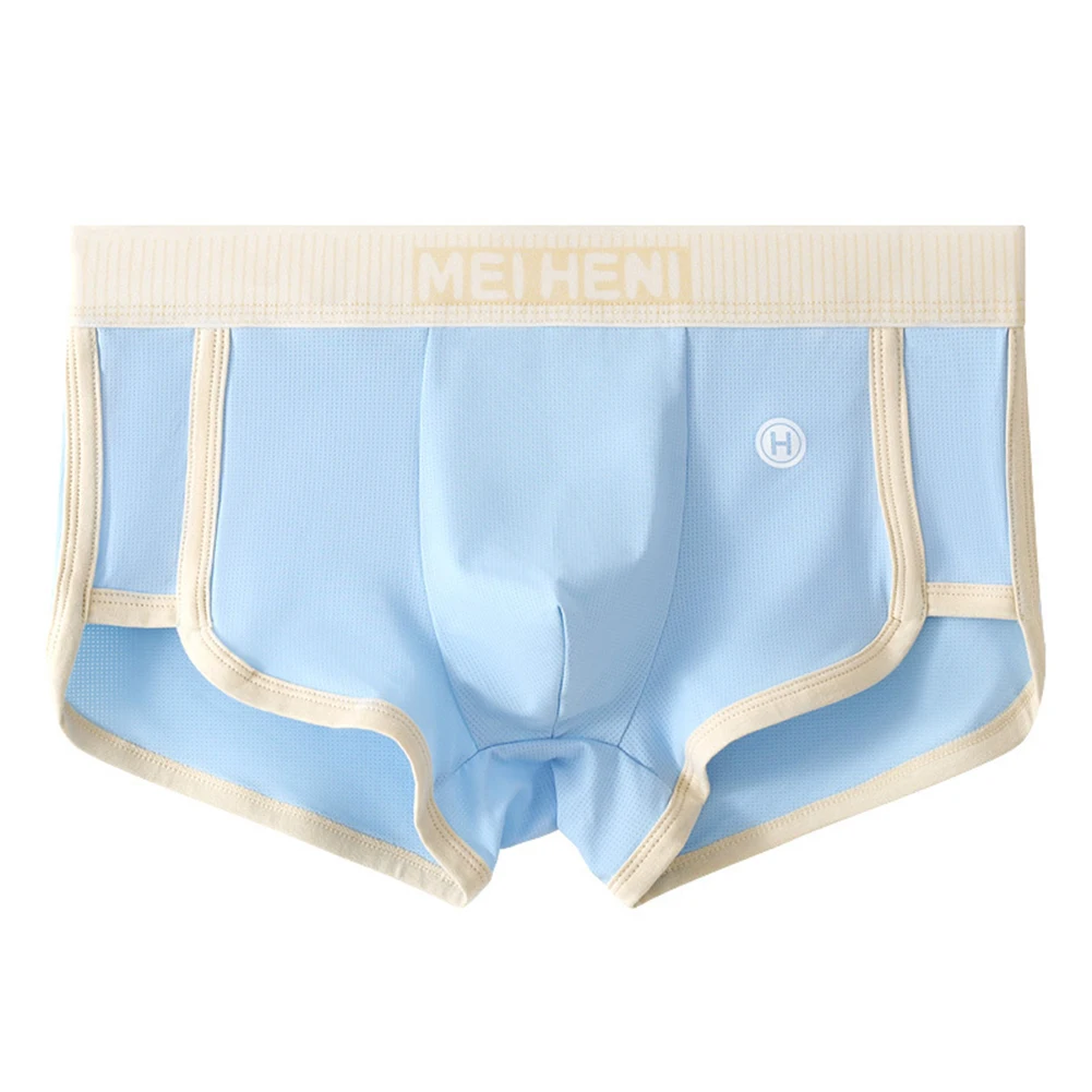 Mesh Men's Boxer Shorts Trunks Underpants Breathable Ice Silk Fabric Featuring U Convex Pouch for Supportive Fit